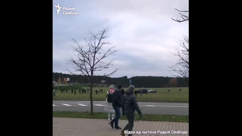 Разгон дэманстрантаў учора на полі перад курапатамі