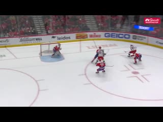 Wilson lays a huge hit on lilja by the boards