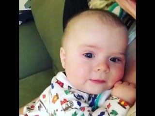 Cute baby says "oh no" after sneezing