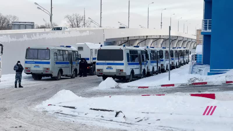 У аэропорта внуково выстроилась колонна автозаков туда сегодня прилетает навальный