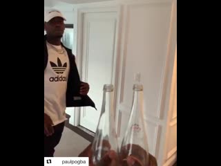 Pogba @ibra official thanks for the bottlecapchallenge invite! i’ve just put my pogtouch if you don’t mind 2 bottles challenge n