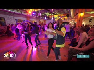 Samuel funflow and anastasiya fadeeva salsa dancing at rostov for fun fest (russia), sunday (sc)