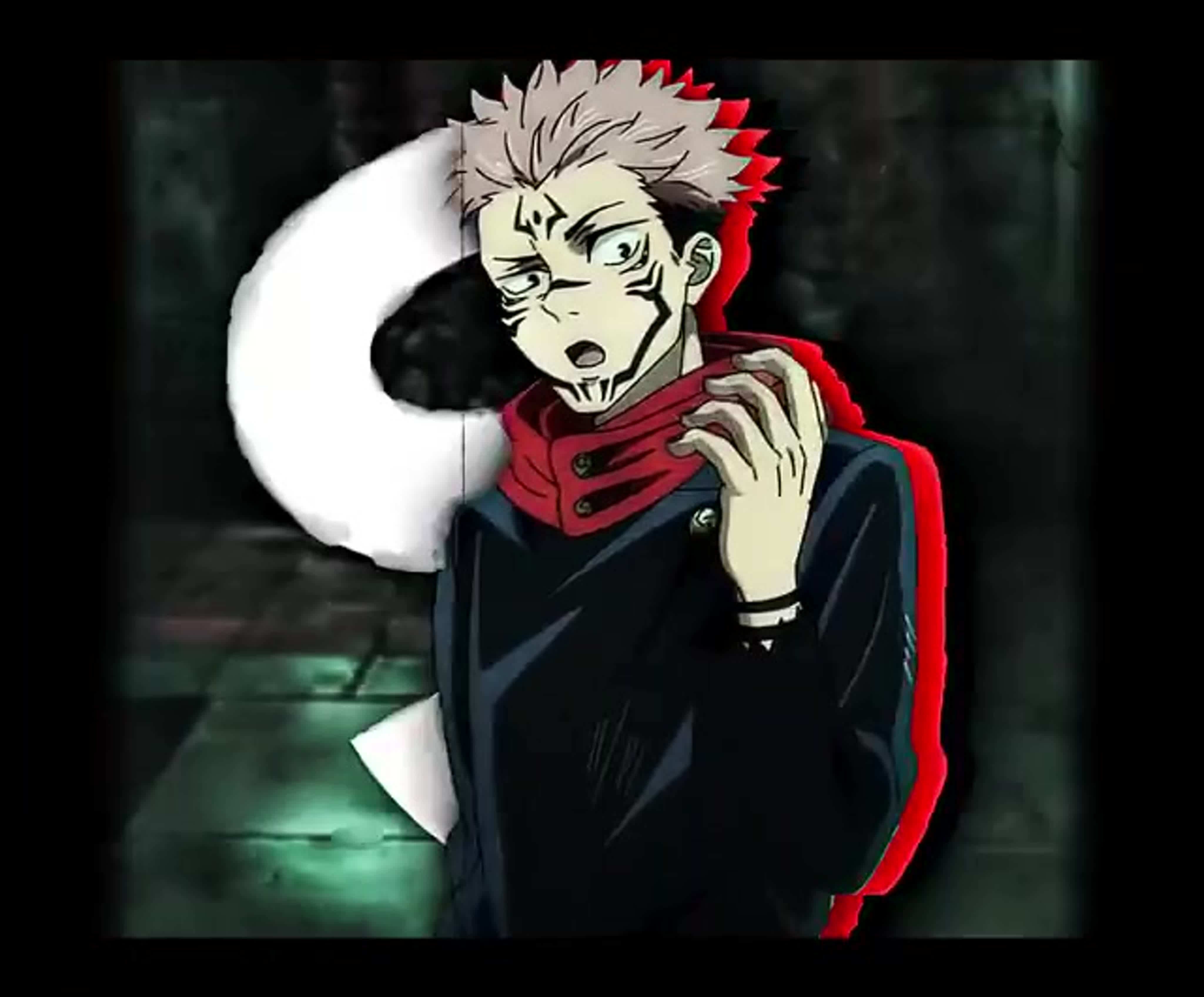 Sukuna’s arm supporting Megumi’s back