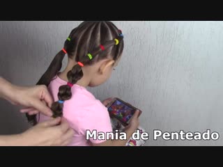 Penteado infantil melancia com maria chiquinha e tranças hairstyle for little girl