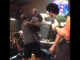 Damien chazelle directing cameraman ari robbins in camera whip pans on the set of la la land