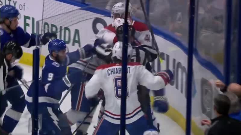 Shea weber fights mikhail sergachev after canadiens and lightning tussle at the