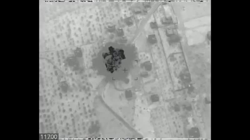 Авиационный удар по сосредоточению боевиков в укрытии (здание) в районе н п кафер серджна