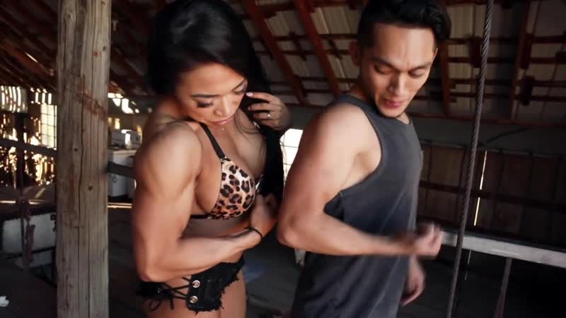 Asian Female Bodybuilder - Huge asian female bodybuilder dominates skinny guy watch online