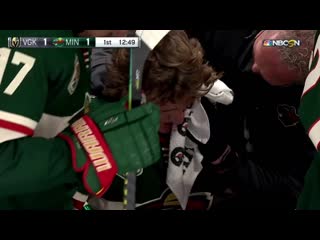 Kirill kaprizov takes puck to the face