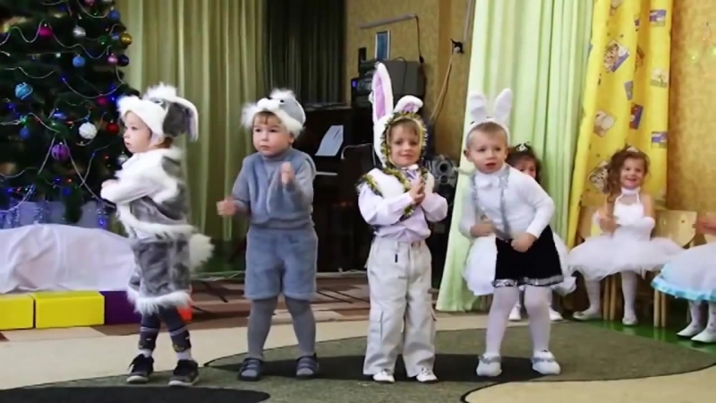 Танец в молодые саду, зайцы утренник