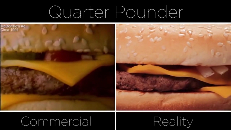 Еда из макдоналдс в рекламе и в реальности