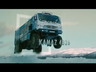 Russian kamaz truck sends a snow jump