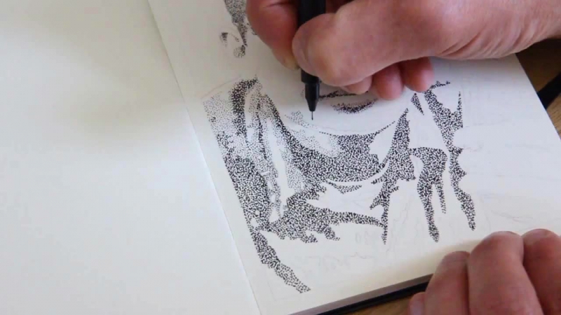 Moleskine dotwork of allen ginsberg by lex wilson