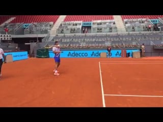 Feliciano lópez y rafael nadal entrenando en la pista central de la caja mágica #mmopen