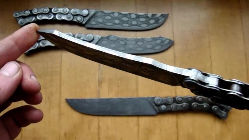 Дамаск из цепи полный процесс (ножи)
