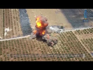 Syria drone footage showing hts svbied blowing up this morning a regime position w of sukayk se idlib