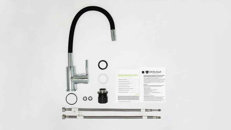 Распакоа и устаноа смесителя для кухни с гибким изливом colorflex крепление easy fix