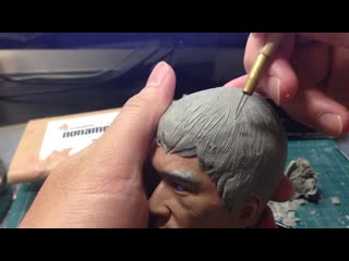 How to sculpt hyperrealistic bruce lee part 10 further roughing out hair