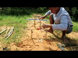 [kp daily] primitive technology man make crocodile trap how to make big crocodile trap work