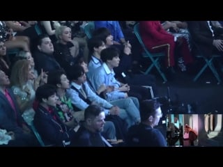 180520 bts (방탄소년단) v reaction to ariana grande no tears left to cry @bbmas fancam