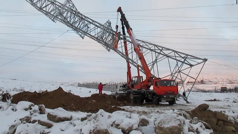 Подъем опоры лэп мончегорск