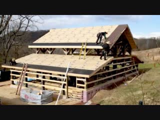 Porn fastest wooden house build skills amazing intelligent log house building process