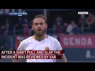 Daniele de rossi suffered a moment of madness as he slapped genoa forward gianluca lapadula and subsequently conceded a penalty