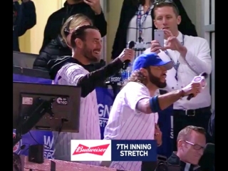 Video @ufc champions and native chicagoans @cmpunk and @clayguida do a great job singing the stretch at wrigleyfield on 6518 go