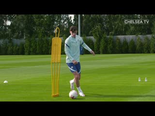 Kai havertz's first chelsea training session at cobham |