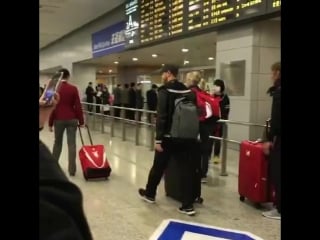 Sebastian vettel arrives at the shanghai 🇨🇳 airport 🛬 with antti kontsas & britta roeske, this morning