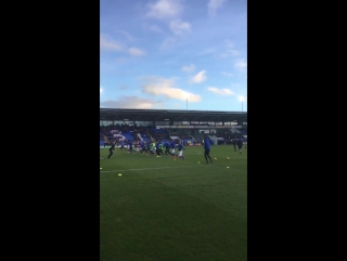 A round of applause from the travelling #pompey fans as the blues conclude their warm up just in front of them