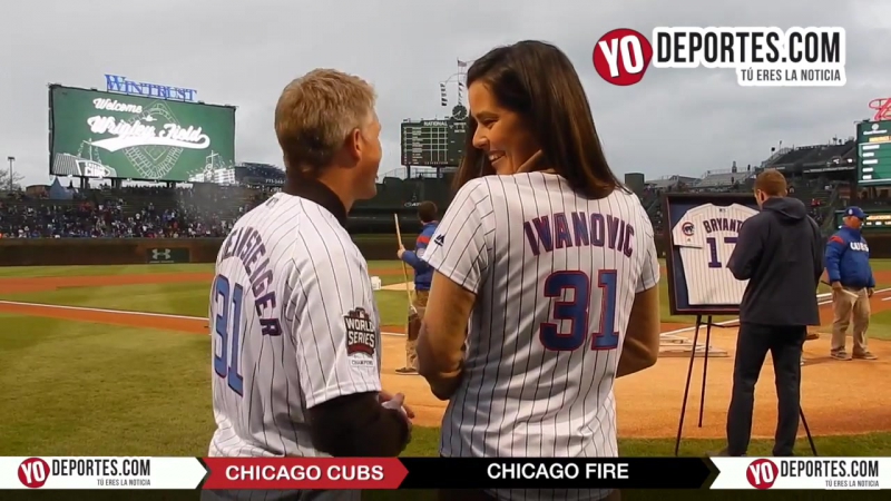 Ana ivanovic bastian schweinsteiger juninho dax mccarty drew conner at chicago cubs wrigley field