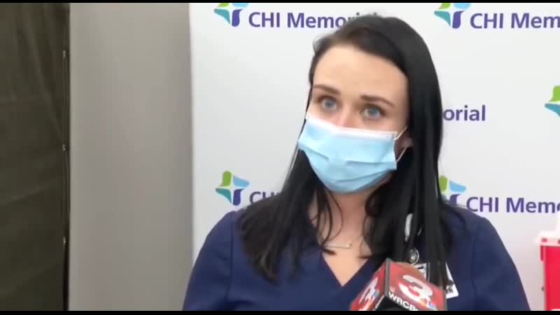 Tennessee nurse faints after getting corona virus vaccine