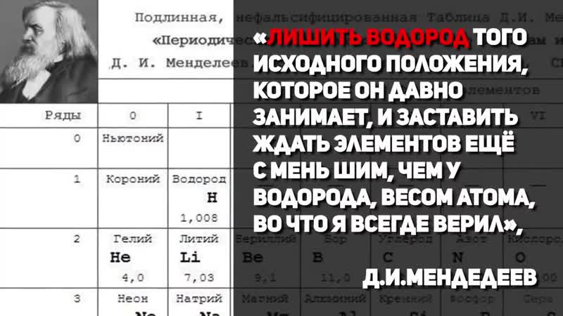 Химики и физики нам врут фальсификация таблицы менделеева почему из таблицы изъяли элемент эфир