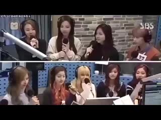 The second version is ot9 hungry song, they (proudly) promoting their self composed song on radio show during debut era please