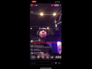 Tyga in the studio on instagramlive