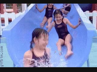 Girls on waterslide loop