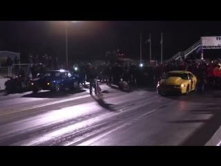 Boostedgt my small block small tire mustang vs richards nitrous big block, on big tires gto at a no prep, don't worry guys, big