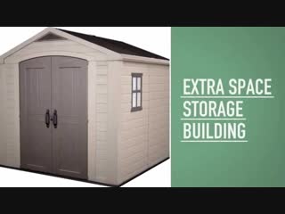 Keter factor large 8 x 11 ft resin outdoor yard garden storage shed, taupe brown