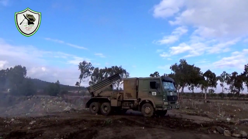 #syria fsa southern front was supplied w/ a brand new chinese howo 6x4 mounted 122mm mrls