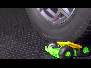 Crushing crunchy & soft things by car! experiment car vs car toy