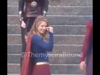 Happy @melissabenoist after a take supergirl