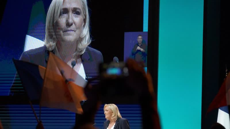 Live präsidentschaftswahl in frankreich – parteizentrale von herausforderin marine le pen