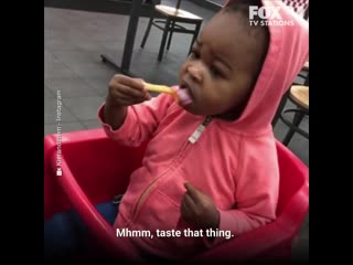 Dad gives his daughter ketchup for the first time