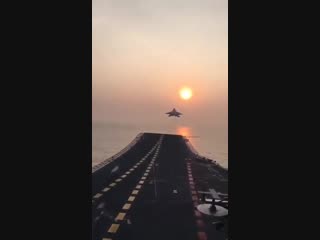 Mig29 taking off from indian carrier vikramaditya into the sun !