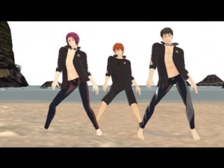 [free! mmd] gentleman rin, sosuke and momo