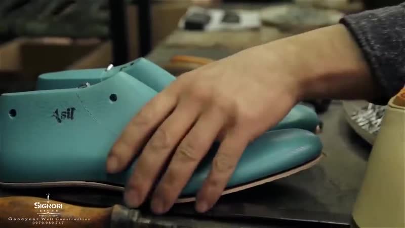 Cách giày tây nam gia công thủ công giày goodyear welt whole cut goodyear welt