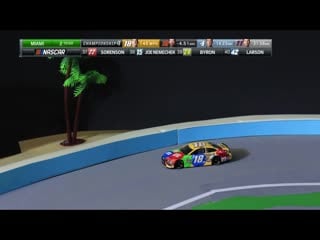 Stop motion nascar denny gets hot and kyle busch wins at homestead miami speedway