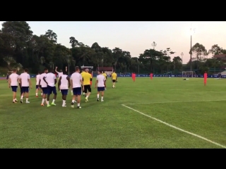 Alvaromorata heading out to training |