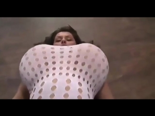 Busty brunette shaking breasts